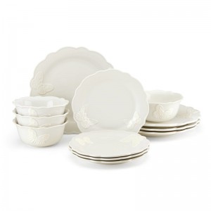 Lenox Meadow® Butterfly Carved 12 Piece Dinnerware Set, Service for 4 LNX8706